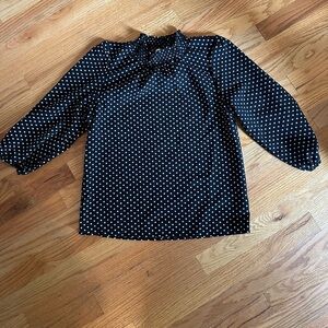 Monteau black and white polka dot blouse